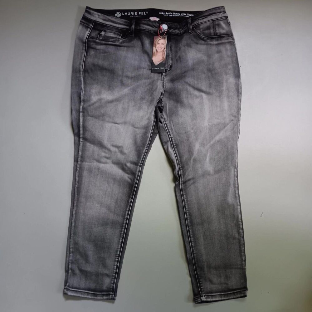 Laurie Felt Silky Ankle Skinny Jeans Womens Sz 1XP Black Denim Stretch High Rise